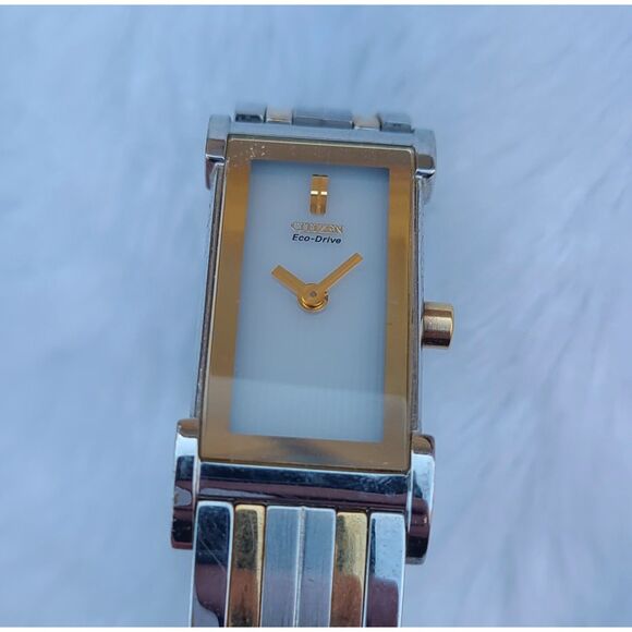 Citizen Ciena Eco-Drive Two Tone Silver & Gold Stainless Steel Quartz Watch VGUC - Picture 6 of 8